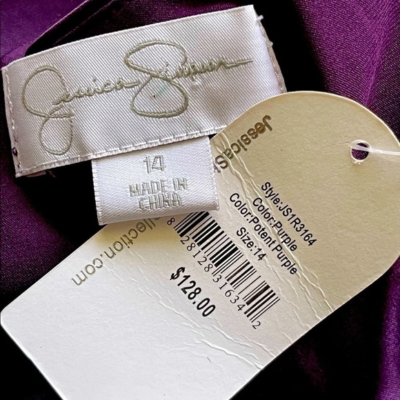 NWT! ($130) Jessica Simpson One Shoulder Purple Satin Dress Formal Prom Dress 14 - Picture 2 of 12